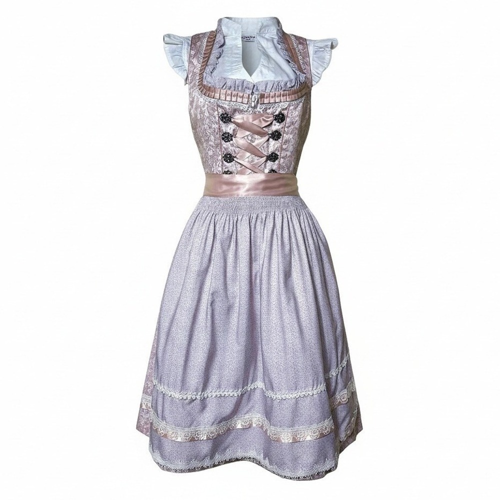 New Small Oktoberfest Lavender Purple Jacquard Dirndl Dress Bavarian German